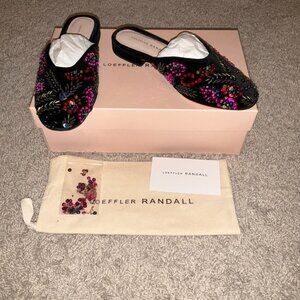 Loeffler Randall QUIN BEADED SEQUIN FLAT SUEDE Size 6B Black Multi